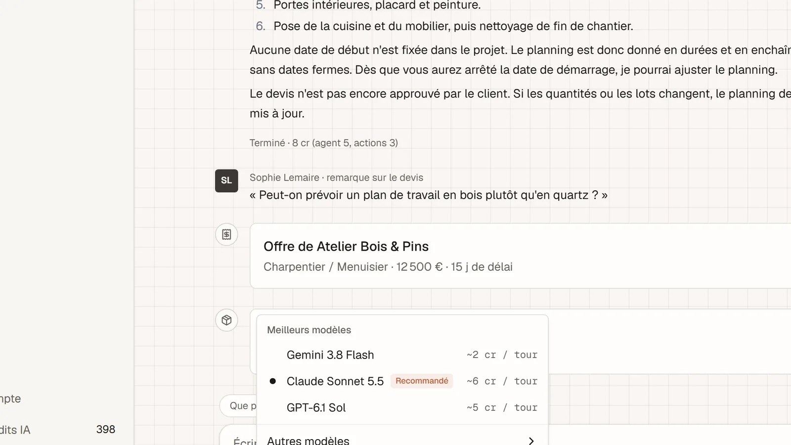 Sélecteur de modèle IA